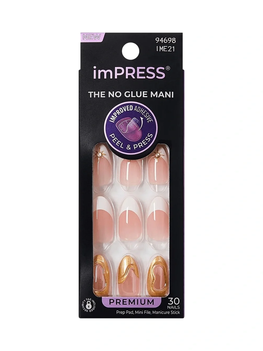 NIB imPress Premium Press-On Fake Nails in No Tears French